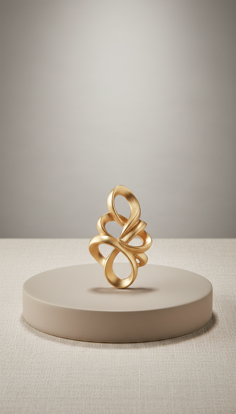 Soft gold sculpted pendant necklace