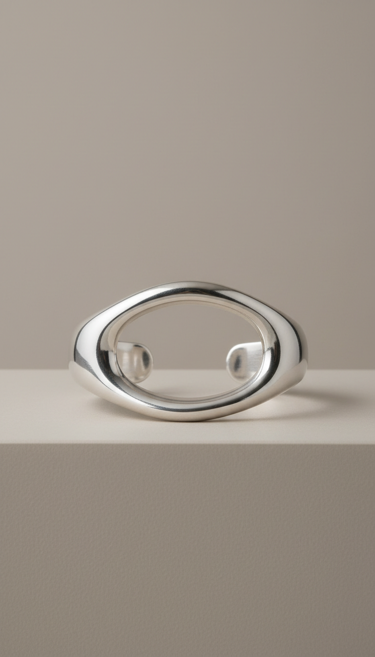 Minimalist silversmith grey cuff bracelet