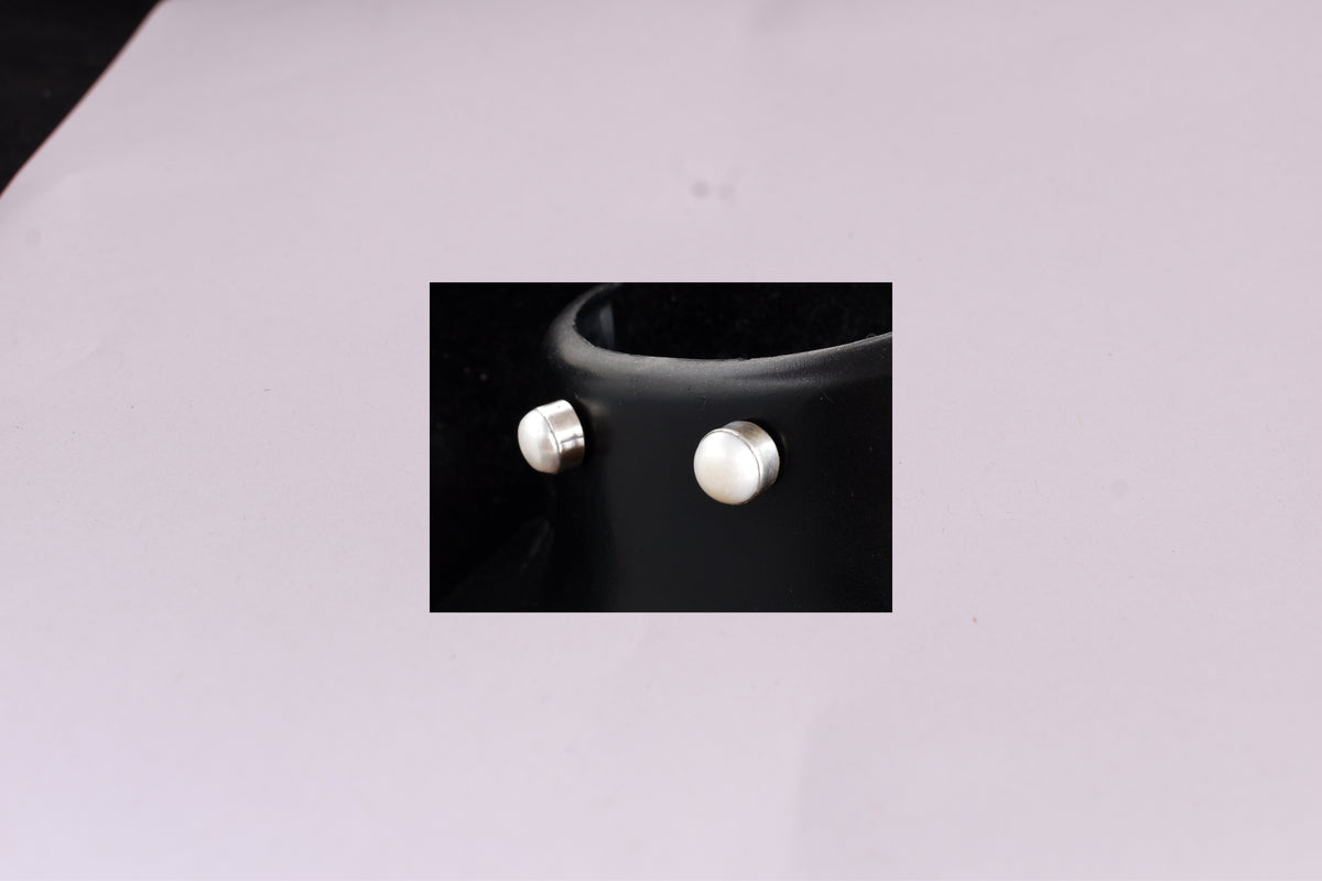 White Pearl Stud Earrings 925 Sterling Silver Round Pearl Earrings Classic Minimalist Jewelry for Women