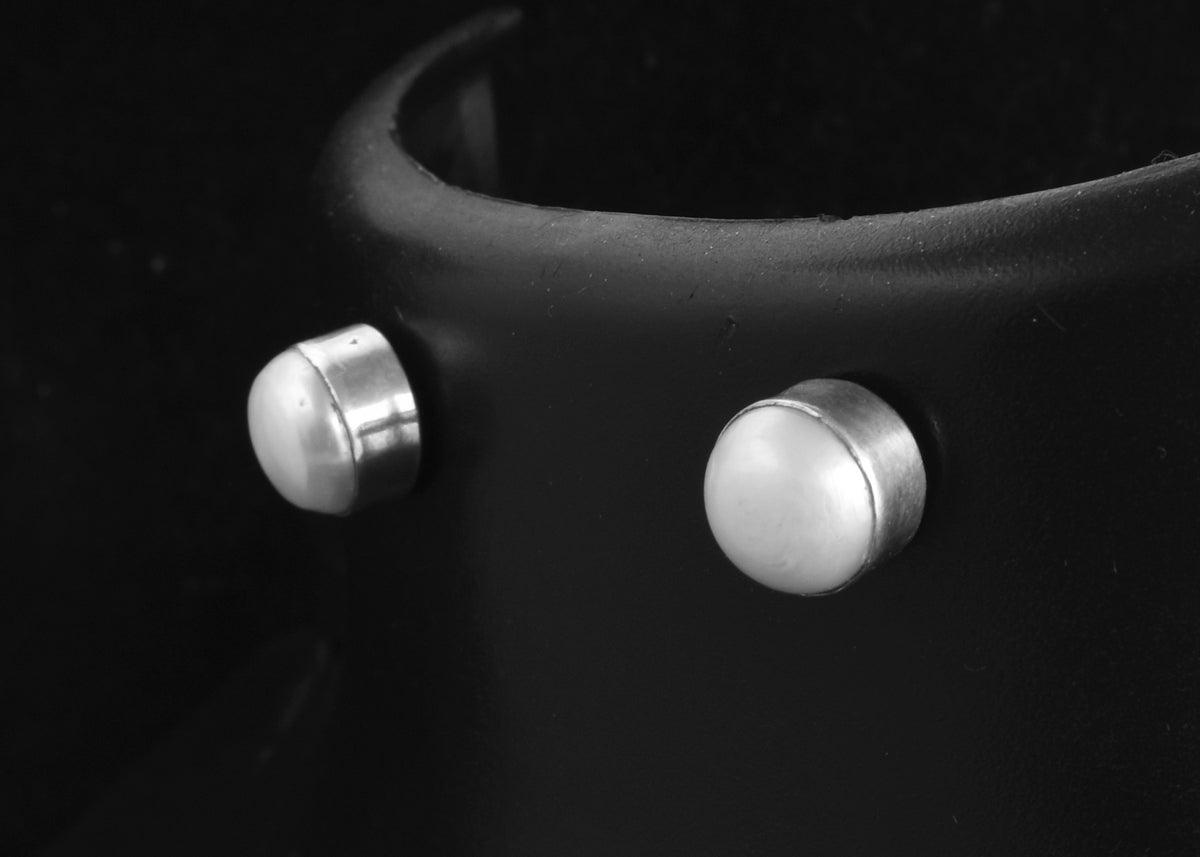 White Pearl Stud Earrings 925 Sterling Silver Round Pearl Earrings Classic Minimalist Jewelry for Women