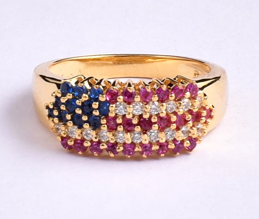 American Flag Statement Ring: Sterling Silver Patriotic Jewelry