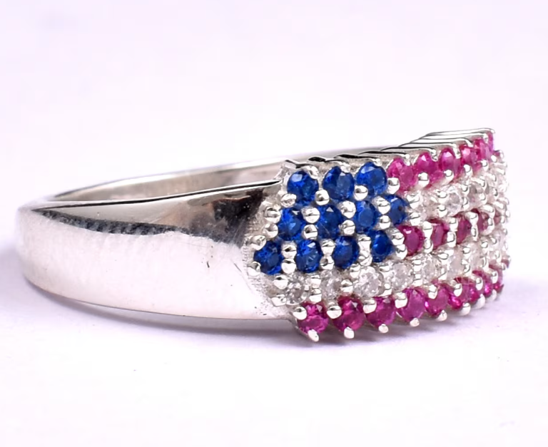 American Flag Statement Ring: Sterling Silver Patriotic Jewelry