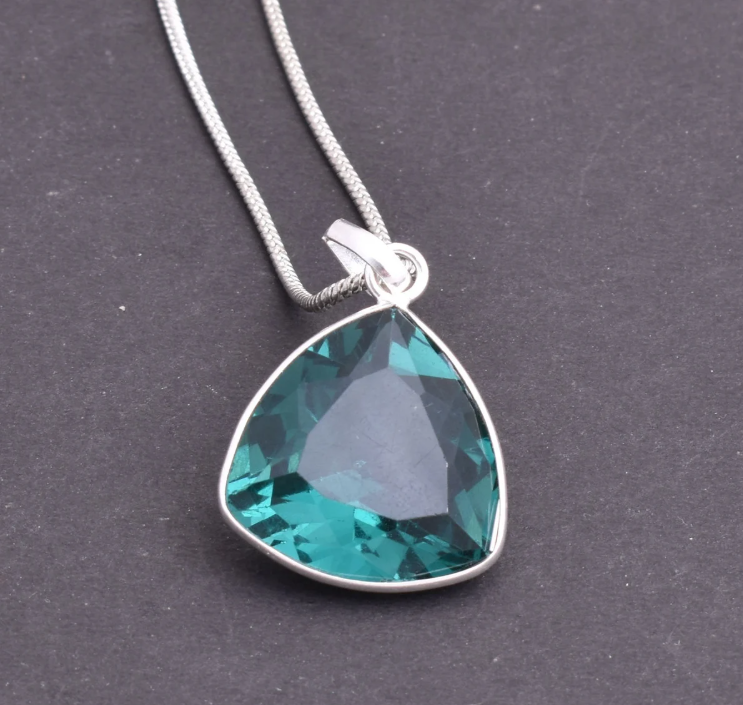 eal Sapphire Unique Color-Gemstone Pendant-925 Sterling Silver-Handmade Jewelry-Montana Navy Blue Fancy Rhinestone-European Crystal Jewelry