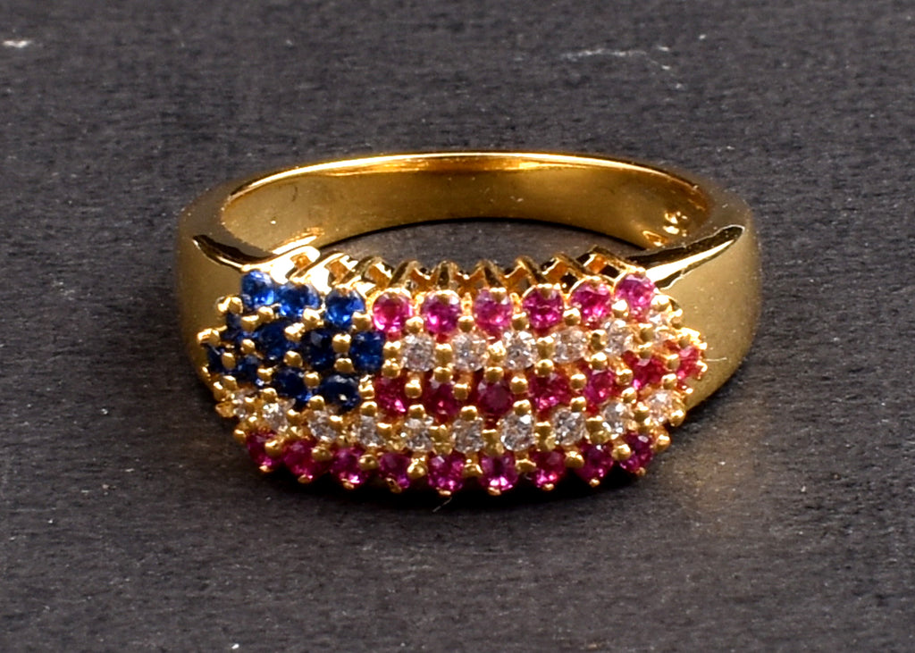 American Flag Statement Ring: Sterling Silver Patriotic Jewelry