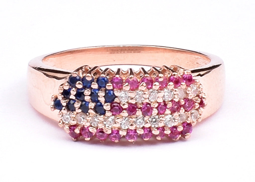 American Flag Statement Ring: Sterling Silver Patriotic Jewelry