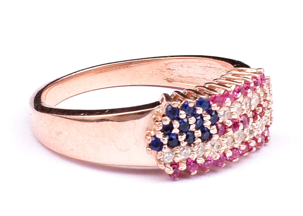 American Flag Statement Ring: Sterling Silver Patriotic Jewelry
