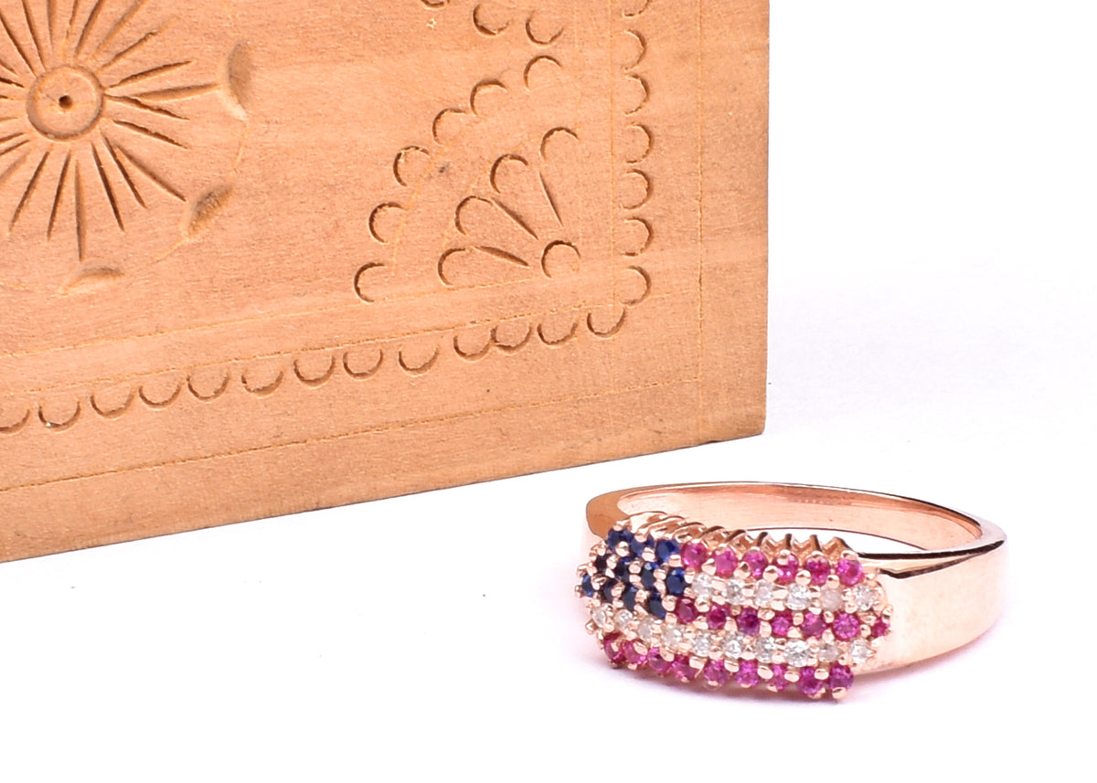 American Flag Statement Ring: Sterling Silver Patriotic Jewelry