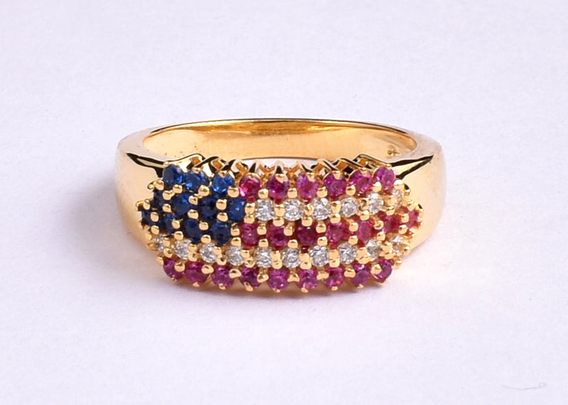 American Flag Statement Ring: Sterling Silver Patriotic Jewelry