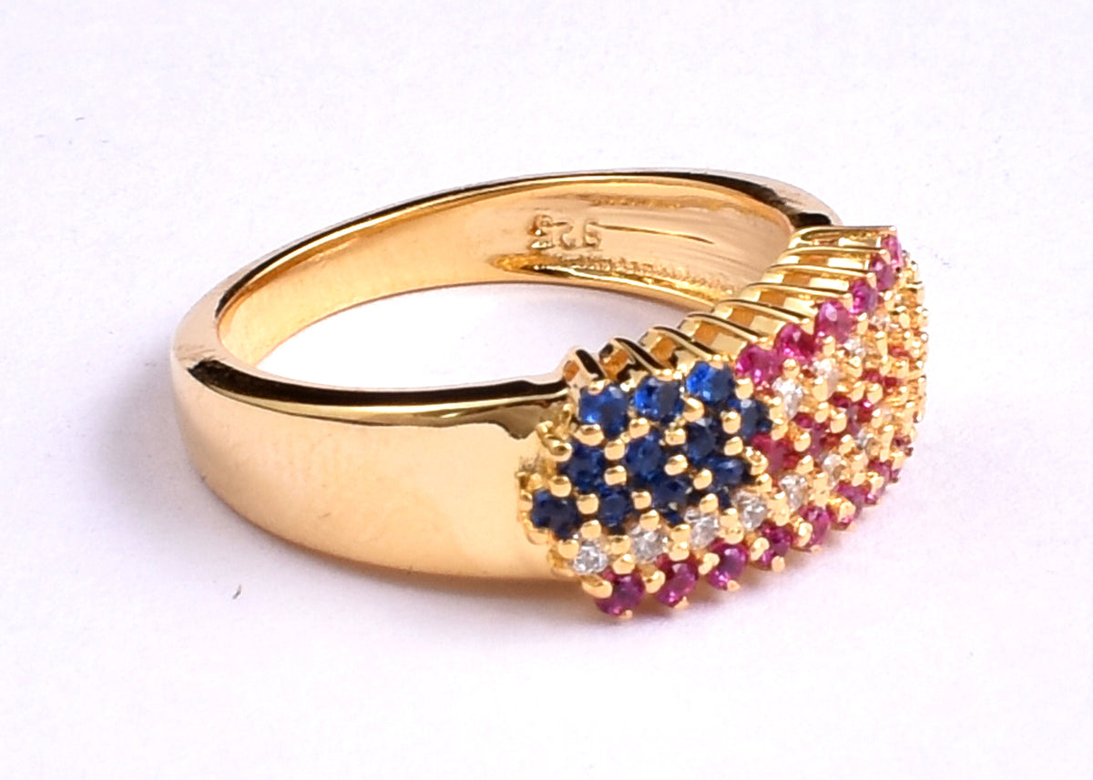 American Flag Statement Ring: Sterling Silver Patriotic Jewelry