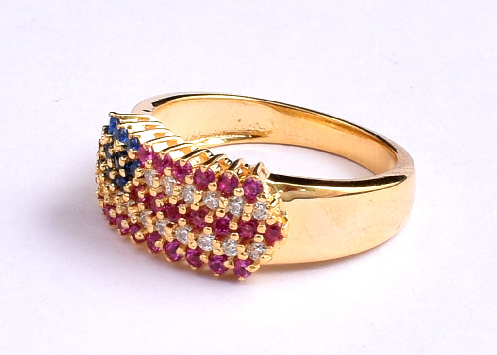 American Flag Statement Ring: Sterling Silver Patriotic Jewelry