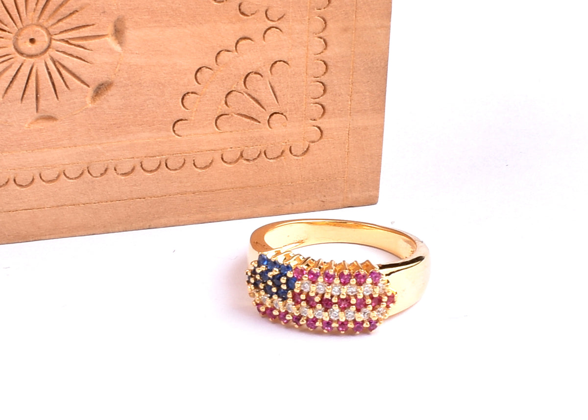 American Flag Statement Ring: Sterling Silver Patriotic Jewelry