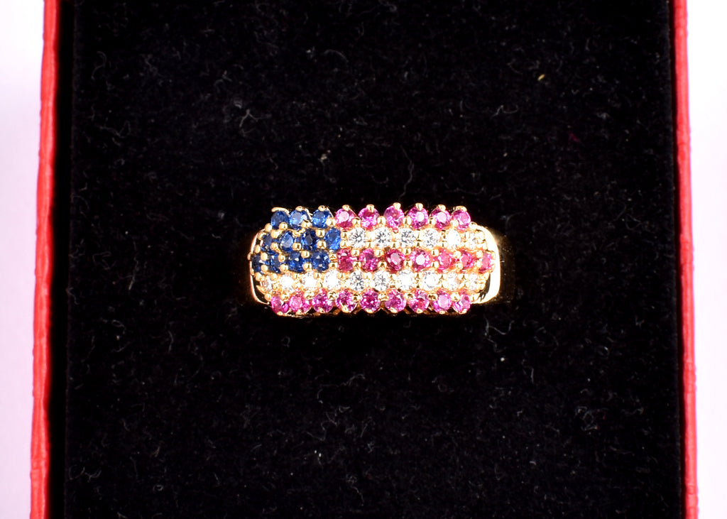 American Flag Statement Ring: Sterling Silver Patriotic Jewelry