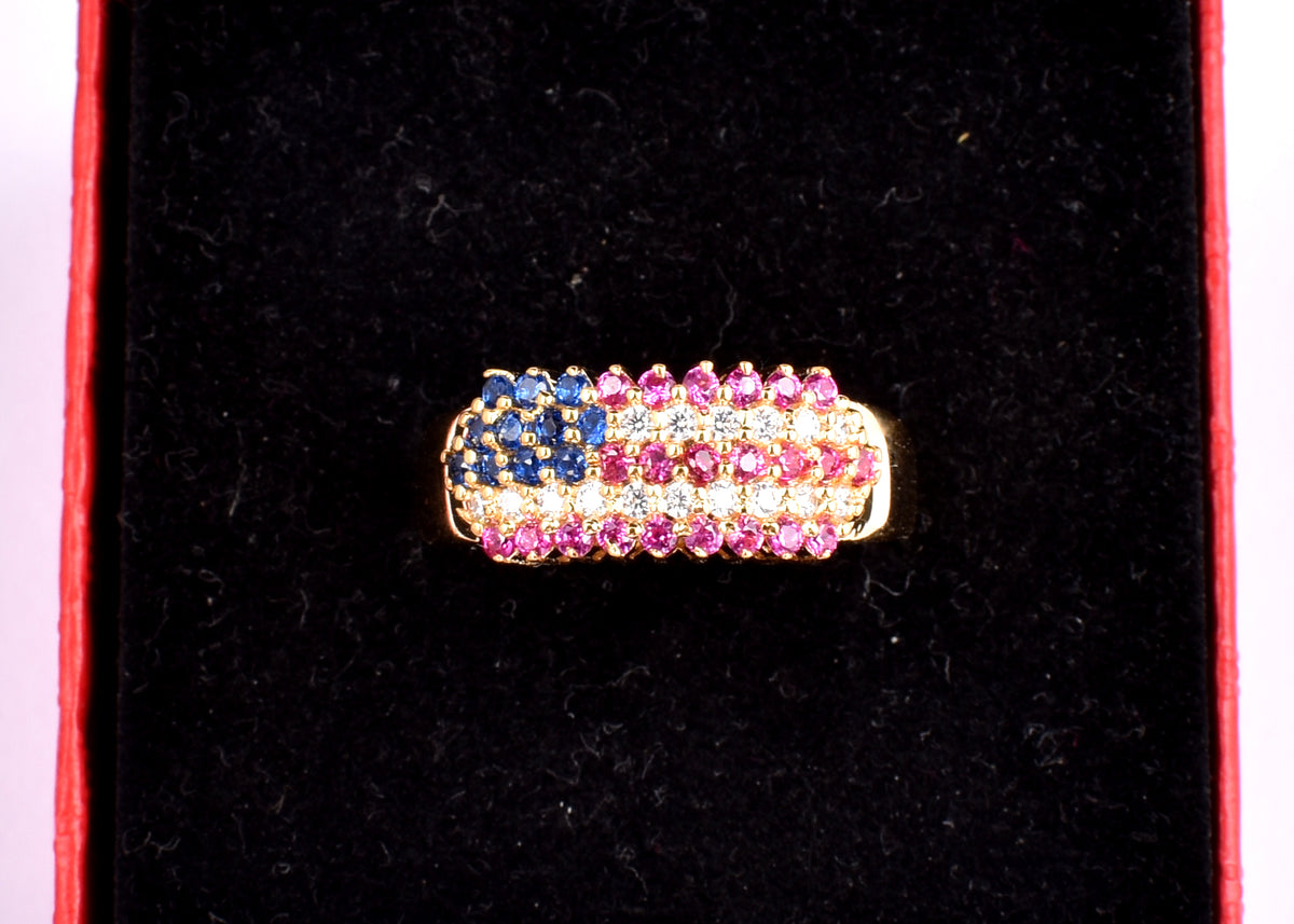 American Flag Statement Ring: Sterling Silver Patriotic Jewelry