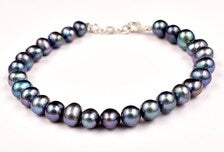 Peacock Black Pearl Necklace Iridescent Dark Pearl Beaded Necklace for Women Elegant Statement Jewelry