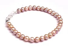 Natural Pink Freshwater Pearl Bracelet in 925 Sterling Silver Genuine Mauve Pearl Beaded Charm Bracelet for Women