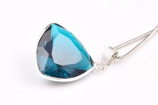 eal Sapphire Unique Color-Gemstone Pendant-925 Sterling Silver-Handmade Jewelry-Montana Navy Blue Fancy Rhinestone-European Crystal Jewelry