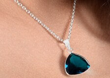 eal Sapphire Unique Color-Gemstone Pendant-925 Sterling Silver-Handmade Jewelry-Montana Navy Blue Fancy Rhinestone-European Crystal Jewelry