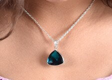 eal Sapphire Unique Color-Gemstone Pendant-925 Sterling Silver-Handmade Jewelry-Montana Navy Blue Fancy Rhinestone-European Crystal Jewelry
